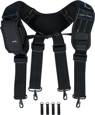 KUNN Tool Belt Suspenders Padded Construction One size fits most, Black 