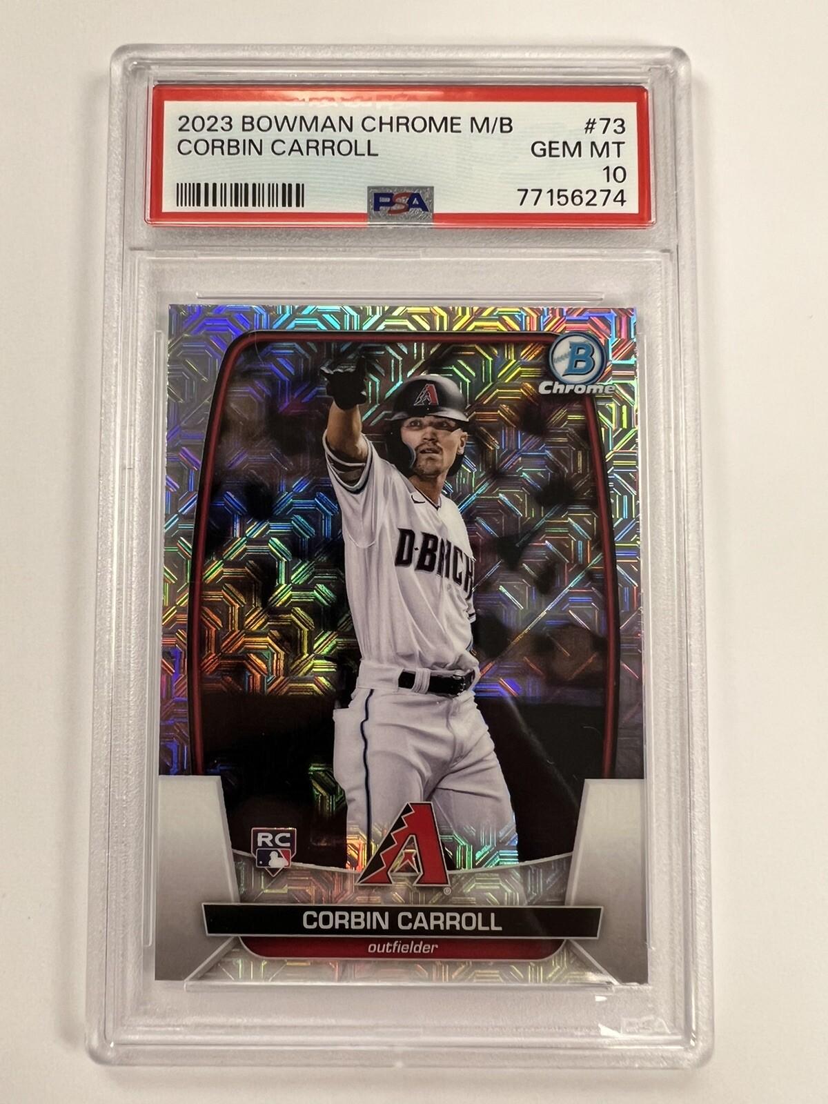 Corbin Carroll 2023 Bowman Chrome Mega Box Mojo Refractor Rookie RC #73 PSA 10