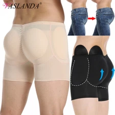 Men Body Shaper Shorts Hip Lift Boxer Briefs Shapewear Underwear Detachable Pads