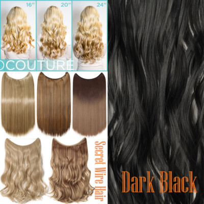 Hidden Long Invisible Band Wire In Thick One Piece Hair Extensions Mix As Human