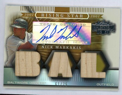 Nick Markakis 2007 Topps Triple Threads Auto Bat Relic Rookie #d 61/75 Orioles