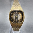 VTG Seiko Watch Women 19mm Brown Dial Gold Tone Rectangle Manual Wind Runs