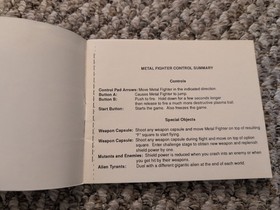 Metal Fighter Nintendo NES Color Dreams Instruction Manual Booklet Registration