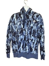 Nike Air Sportswear Blue Camo Fleece Pullover Hoodie Mens S Measures Like M