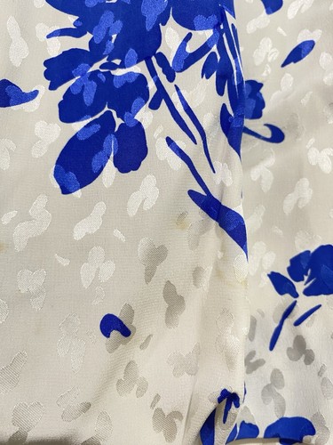 VTG John Galanos Dress Cream+Blue Floral Open Back With Button Low Zip Size? - Picture 12 of 22