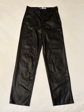 Old Navy High Rise OG Loose Faux Leather Pants Jeans Sz 6 Tall Black Jack