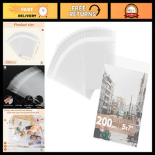 200 Pack Clear Resealable Plastic Sleeves 5x7 for Photos, Prints Cards