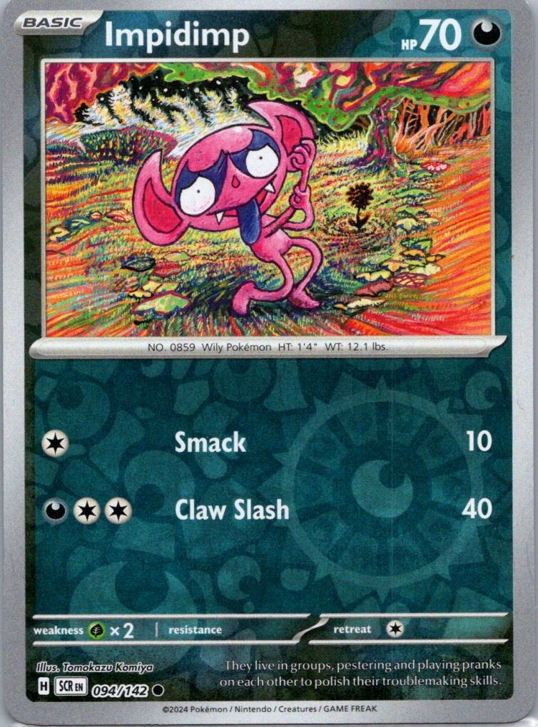 Pokemon TCG Impidimp 094/142 Stellar Crown Rev Holo LP