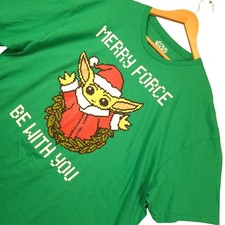 Star Wars Mad Engine Baby Yoda Merry Force Be With You Grogu T-Shirt XXL Green