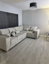 Luxurious Boris 3c1 Corner Sofa In Cream Velvet Fabric Brand New with Cushions