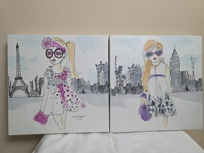 Set 2 Canvass Wall Prints Born In Paris And Born In New York Each 11.5'' X 11.5''