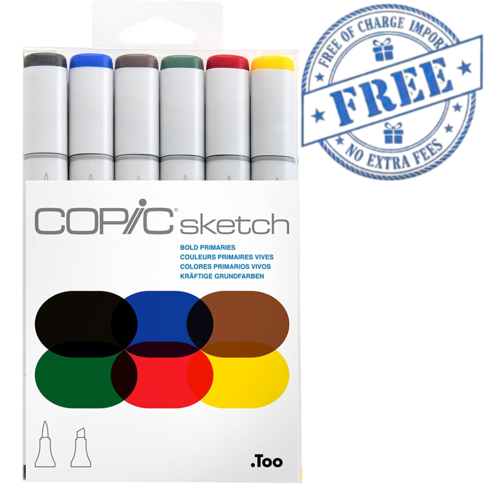 6 Color Dual Tip Brush Set Bold Primaries