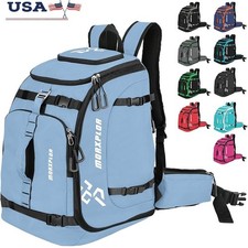 Ski Boot Backpack Waterproof Durable Gear Bag Snowboard Helmet Accessories Blue