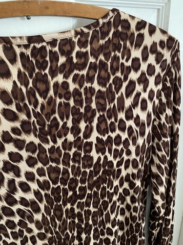 Bella camicetta Neiman Marcus esclusiva 100% seta stampa leopardo top Medium M - Foto 6 di 9