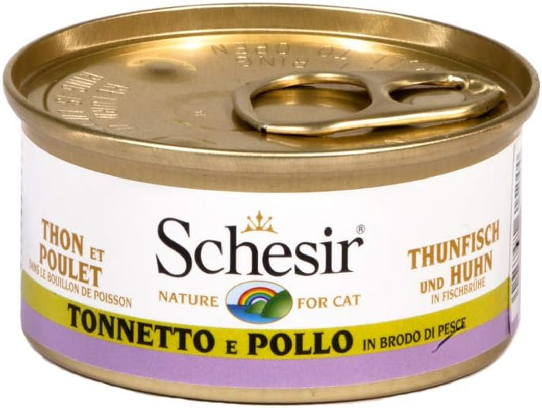 Schesir Tonno con Pollo in Brodo: 24 Lattine da 70g per Gatti Esigenti