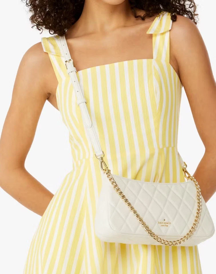 Сумочка через плечо Kate Spade Carey маленькая трансформируемая белая гладкая стеганая кожа - Изображение 3 из 4