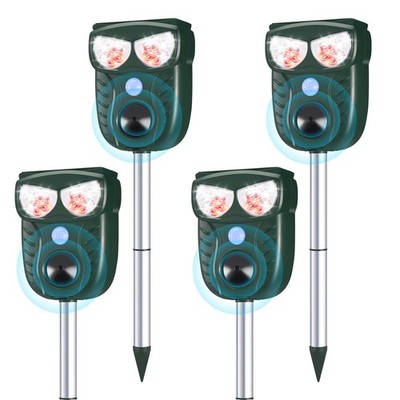 Solar Ultrasonic Animal Repellent Outdoor, Cat Squirrel Raccoon Dog Deer Repe...