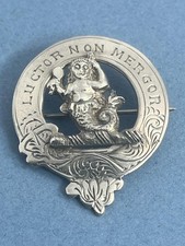 SCARCE SCOTTISH PROVINCIAL INVERNESS SOLID SILVER "GLASS" FAMILY CLAN BROOCH
