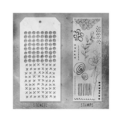 Tim Holtz Mixed Media Stamps & Stencil - THMM114