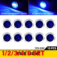 34 Inch Blue Dual Function Led Light - Strobe Marker For Trailer Truck 1-5set