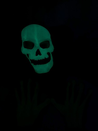 Maschera viso Halloween scheletro teschio illuminato pasquale + mani - Foto 2 di 9