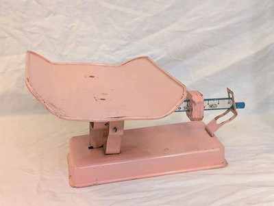 Vintage Metal PINK 1950's Amsco Doll-E Detecto Baby Doll Scale Toy - Works!