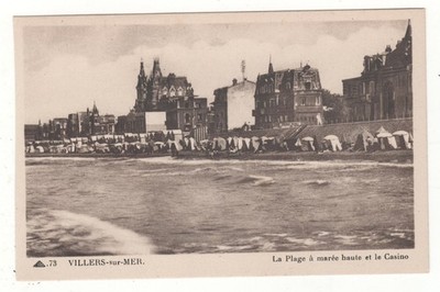 SELTENE POSTKARTE 14 - VILLERS-sur-MER: DER FLUTSTRAND UND DAS CASINO (CALVADOS)