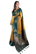 Women's Kanjivaram Woven Soft Silk Saree With Blouse Piece