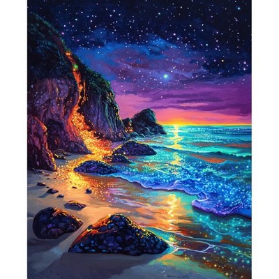 Paint by Numbers Kit for Adults Beginner Beach DIY Painting Kits for Adults Star