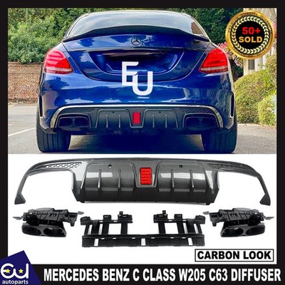 STOßSTANGE HINTEN DIFFUSOR FÜR MERCEDES BENZ C KLASSE W205 C63 AMG F1 LIGHT STYLE