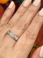 Natural Diamond Platinum 1.50ct Full Eternity Band c1930 Art Deco Ring Sz: P 1/2