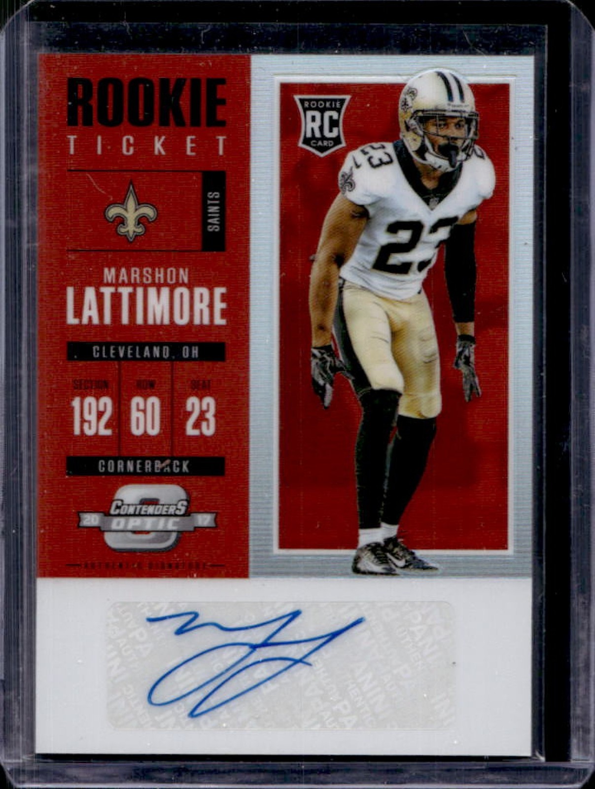 Marshon Lattimore Panini Contenders Optic #149 Autograph-Red