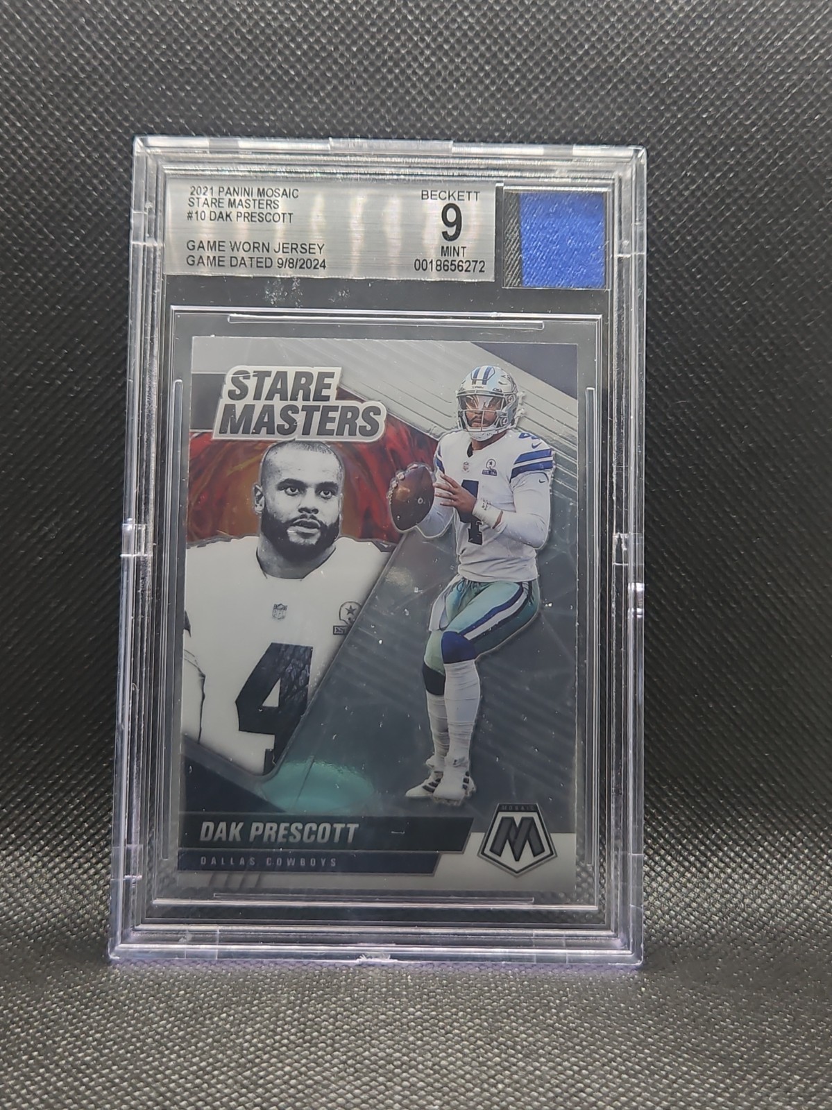 2021 Panini Mosaic Dak Prescott Stare Masters #SM10 Beckett 9 Game Worn Jersey
