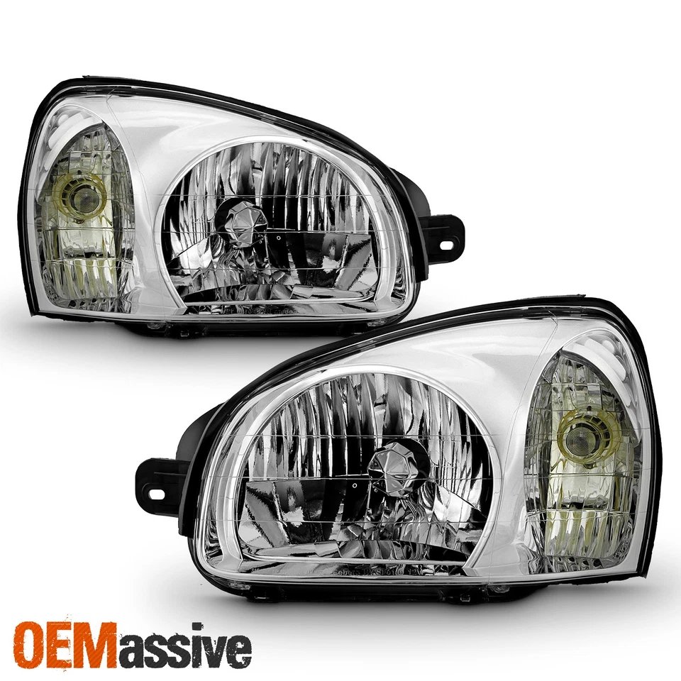 Par de faros cromados para conductor pasajero Hyundai Santa Fe 2001-2003 Foto 2 de 4