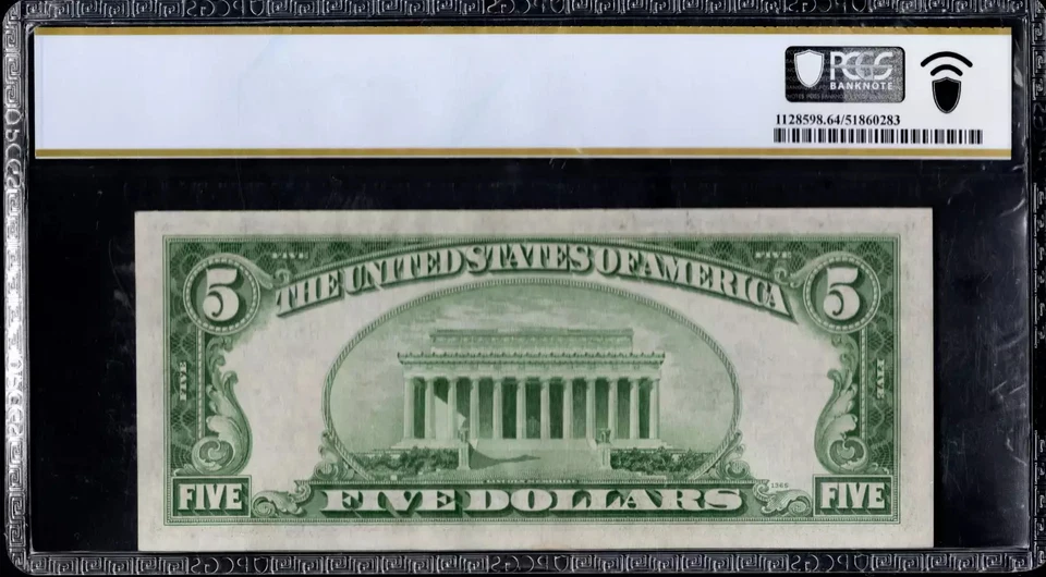 $5 1934-A North Africa Fr. 2307 Late Finished Plate 307 SCARCE PCGS Ch Unc 64PPQ - Image 2 of 2