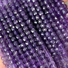 4mm Faceted Cube Square Gradient Color Natural Amethyst Beads for Jewelry Making