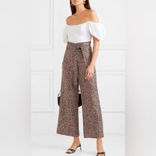 REFORMATION Jackie Animal Print Linen Pants Wide Leg High Waisted Print 6