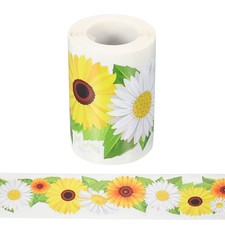 Bulletin Board Borders, 32.8ft Sunflower Classroom Border Colorful, White Gold