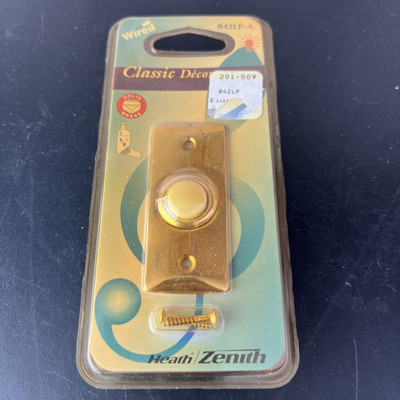 Heath Zenith Classic Wired Solid Brass Doorbell Button 842LP-2
