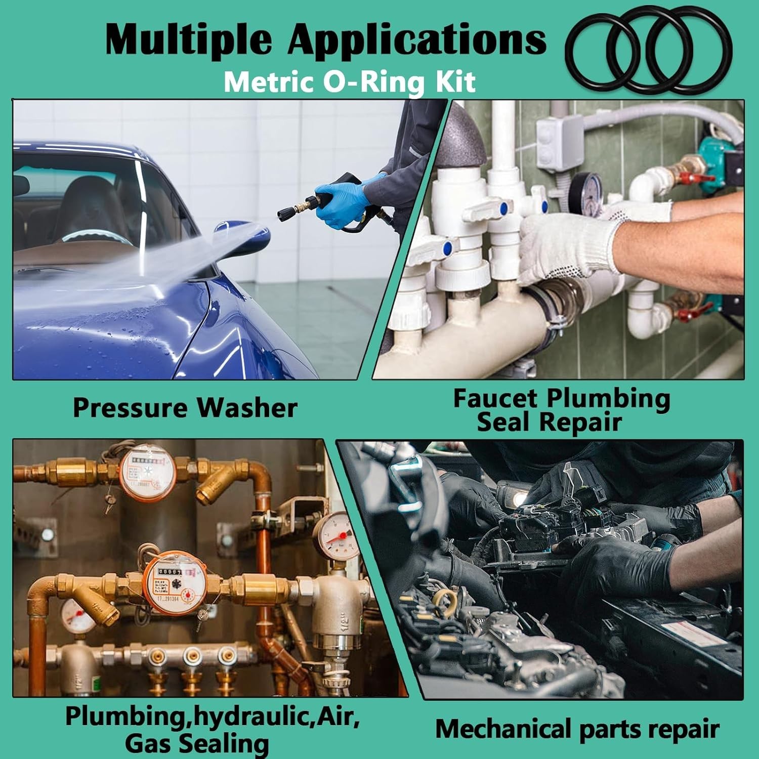 O Ring Kit Assortment Set 20 Sizes Rubber Seals for Plumbing Automotive Repair