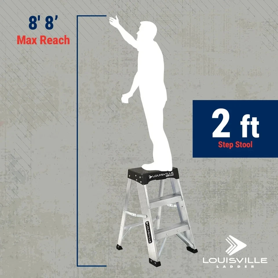 Louisville Ladder 2Ft AluminumStep Stool Industrial 300Pound LoadCapacity AS3002 - Image 3 of 4