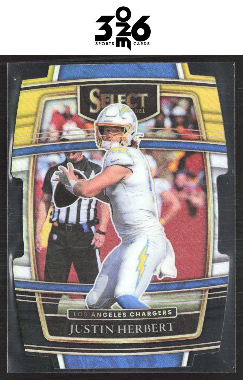 Justin Herbert 2021 Panini Select Black and Gold Prizm Die Cut #19
