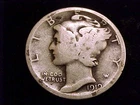1919-S Mercury Dime, About Good to nearly  Good Grade.