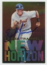 1997 Fleer New Horizon Bubba Trammell Rookie Auto Detroit Tigers #13 RC Card. rookie card picture
