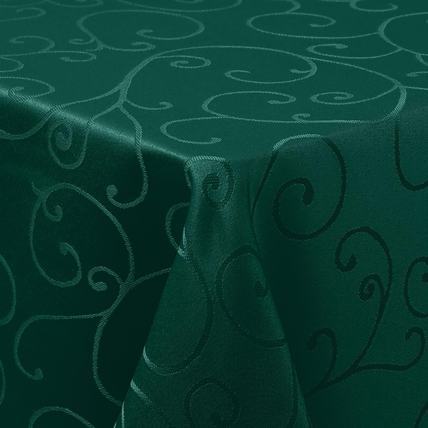 Homaxy Tischdecke Abwaschbar Jacquard Rechteckig 130X130Cm, DunkelgrüN-image
