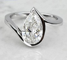3CT Pear Cut VVS1 Moissanite Damski pierścionek zaręczynowy 14k Białe pozłacane