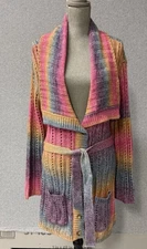 ModCloth Rainbow Ombre Belted Long Cardigan Sweater Size Large NEW NWT