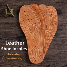 1 Pair Leather Insoles for Boots and Shoes Cowhide Breathable Shock Absorbing