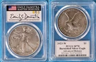 2023 W SILVER EAGLE BURNISHED PCGS MS70 ADVANCE RELEASES DAMSTRA SIGNED LABEL