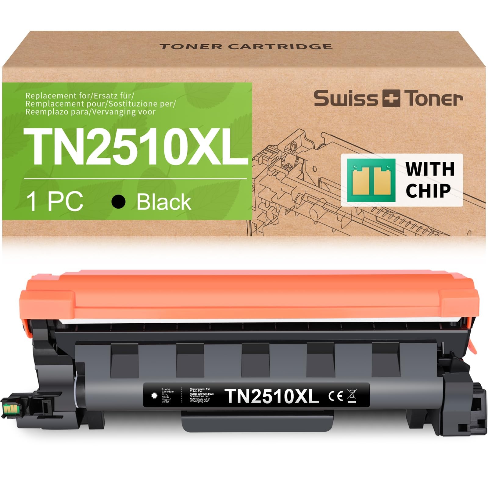 Toner TN2510XL résistant à la décoloration pour Brother TN2510